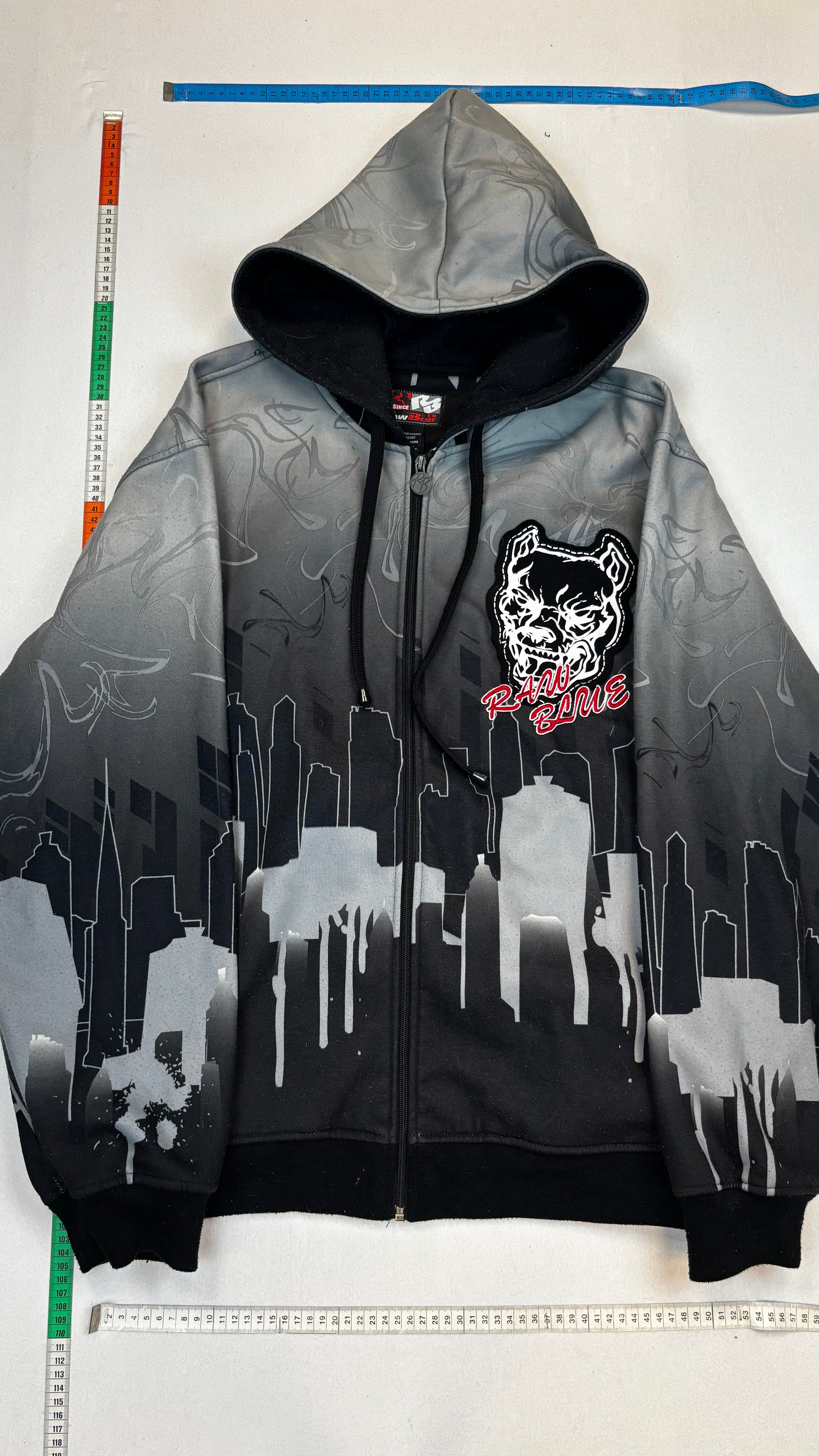 Raw blue zip up hoodie