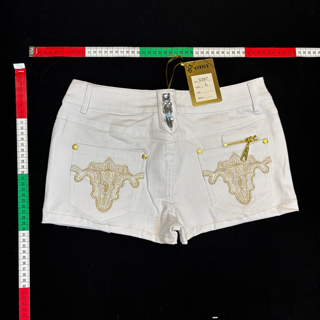 White mini shorts