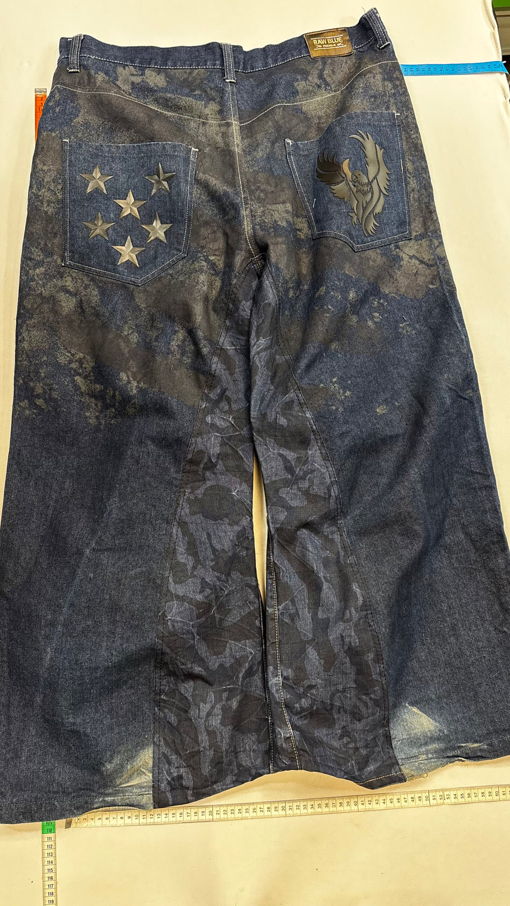 Raw blue baggy jeans