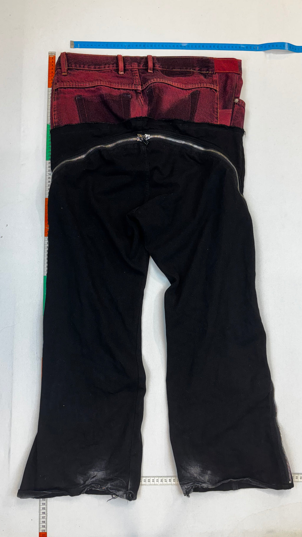 Double waist zipper flare jeans